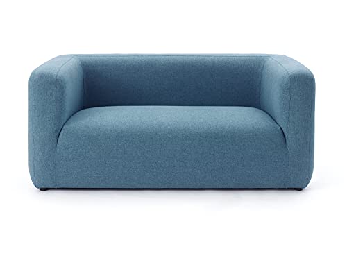 CAIRO Designer Sofa Baltimore blau - 2 Sitzer Couch klein für Wohnzimmer, Zweisitzer mit Armlehnen, Sofagarnitur Couchgarnitur, BxHxT 158x65x78 cm