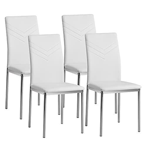 Albatros Esszimmerstühle 4er Set Verona, Weiss - Edles Italienisches Design, Kunstleder-Bezug, bequemer Polsterstuhl - Moderner Küchenstuhl, Stuhl Esszimmer oder Esstisch Stuhl