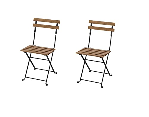 Ikea Tarno Stuhl, für den Außenbereich, faltbar, Schwarz/Hellbraun gebeizt, 2 Stück