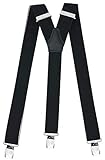 Hochwertige Hosenträger in Trendigen Uni Schwarz mit Extra Starken Clips,Schwarz,One Size