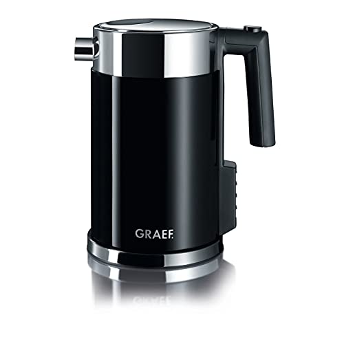 Graef Edelstahl Wasserkocher WK 702 mit Temperatureinstellung / Handbrüh-Taste für Filterkaffee / Edelstahl-Acryl, schwarz