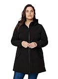 Zizzi Damen Große Größen Softshell Jacke mit Kapuze und Reißverschluss Gr 50-52 Black solid