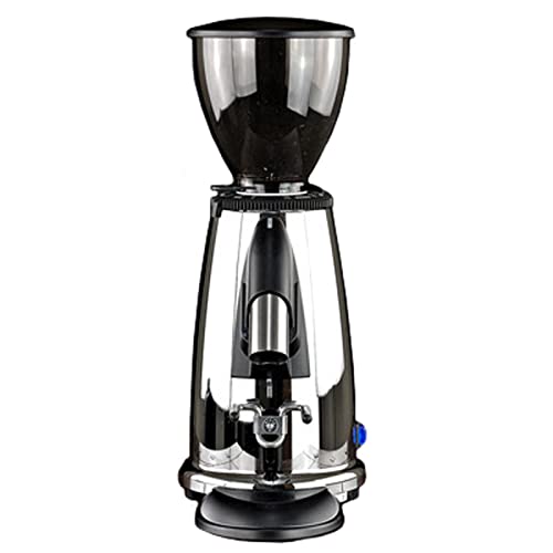 Macap Kaffeemühle M2D Chrom, Espressomühle mit 50mm Scheibenmahlwerk, programmierbare Espresso Mühle mit stufenloser Mahlgradeinstellung, Siebträgerauflage höhenverstellbar, Direktmahler mit Timer