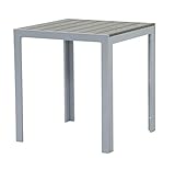 Aluminium Gartentisch Fire Square mit Polywood Tischplatte, 60 x 60 cm absolut wetterfest, Silber