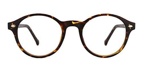 TIJN Klassische Runde Nerd Brille Optik Computerbrille Blaulichtfilter Brille Ohne Stärke Brillenfassung für Damen Herren