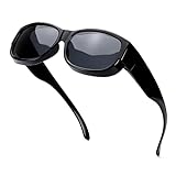 SIPHEW Polarisiert Sonnenbrillen für Brillenträger Antireflexbeschichtung 100% UVA/UVB schutz-Überzieh Sonnenbrillen Herren und Damen (Schwarz)
