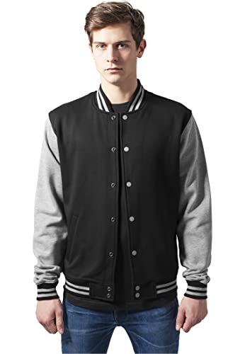 Urban Classics Herren 2-tone College Sweatjacket, Multicoloured (Black/Grey), 3XL