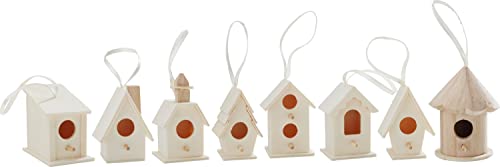 8 Deko Vogelhäuser zum Aufhängen Holz Vogelhaus Basteln Dekorieren, von VBS