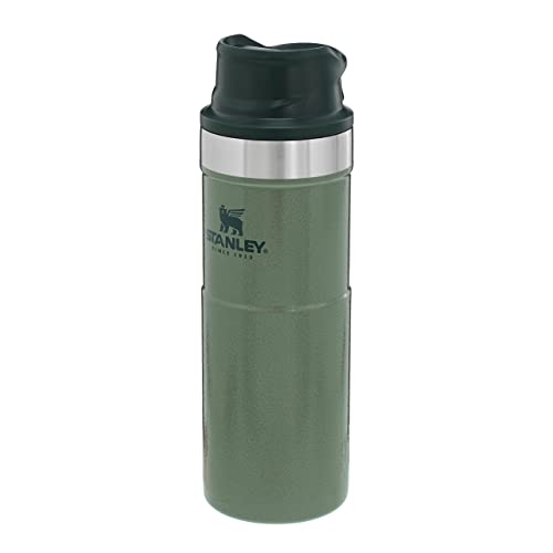 Stanley Trigger Action Travel Mug Thermobecher 0.47L Hammertone Green - Kaffeebecher To Go Auslaufsicher - Thermosflasche für Kaffee, Tee & Wasser - BPA-Frei - Edelstahl - Spülmaschinenfest