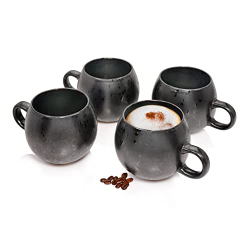 SÄNGER | Cappuccinotassen Tombey, 4-teiliges Capuccinotassen Set aus Steingut, Füllmenge: 540 ml, Kaffeetassen, Modern
