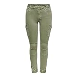 ONLY Cargo Jeans Hose | Stretch Denim Jogger Pants | Slim Mid Waist Karottenhose ONLMISSOURI, Farben:Grün, Größe:42W / 32L, Z-Länge:L32