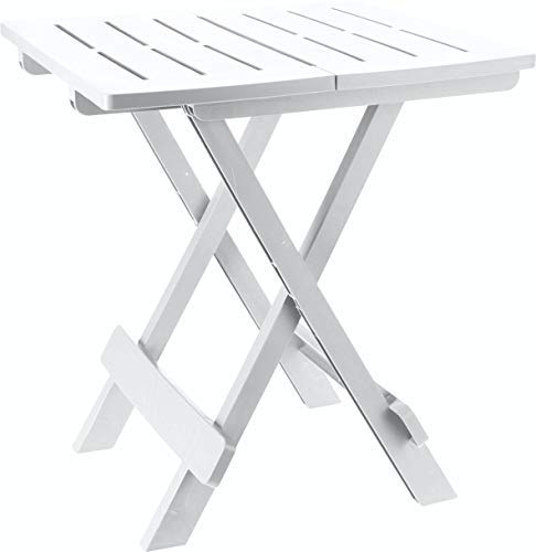 Spetebo Kunststoff Klapptisch Adige 45 x 43 cm - weiß - Garten Beistelltisch klappbar - Beistelltisch Campingtisch Teetisch Balkontisch Tisch klein
