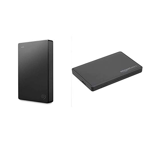 Seagate Portable Drive 4000 GB, 4 TB, tragbare Externe Festplatte, 2.5 Zoll, USB 3.0, PC, Notebook, Xbox & PS4, Modellnr.: STGX4000400 & Amazon Basics - 6,35 cm SATA-Festplattengehäuse, USB 3.0