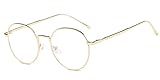 DAUCO Unisex Blaulichtfilter Brille Computerbrille Retro Sixties Style Runde Metall Brillen Damen Herren