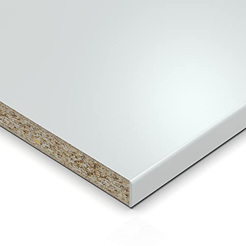 AUPROTEC Einlegeboden Regalboden 19 mm Holz Zuschnitt nach Maß Größe bis max 500 mm breit x 400 mm tief melaminharzbeschichtet mit Umleimer ABS Kante: Farbe weiß