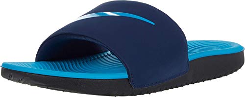 Nike Kawa (GS/PS) Slide Sandal, Midnight Navy/Laser Blue-Black, 37.5 EU
