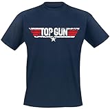 Top Gun Distressed Logo Männer T-Shirt Navy L 100% Baumwolle Fan-Merch, Filme