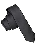 JEMYGINS schmale Herren Krawatte einfarbig in verschiedenen Farben 4cm, Schwarz, Slim