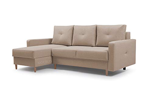 Ecksofa mit Schlaffunktion Eckcouch mit 2 X Bettkasten Sofa Couch L-Form Polsterecke Madison (Orange, Ecksofa Links)