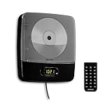 auna Vertiplay - CD-Player, Bluetooth, UKW-Radio, USB-Port, AUX-Eingang, Digitaluhr, 10 Watt Stromverbrauch, Nachtlicht, Wandmontage, mit großen Knöpfen, Fernbedienung, schwarz
