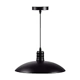 LED Sone Retro Stil Metall Lampenschirm E27 schwarz Industrie-Deckenleuchte Schirm innen weiß 27 cm Durchmesser [Energieeffizienzklasse A +] Art Deco Type - F