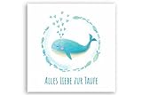 Friendly Fox Karte zur Taufe - Taufkarte zur Taufe kleiner Wal und Fische, Klappkarte Karte Taufe mit Umschlag