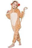 corimori - Louis der AFFE Kinder Jungen Mädchen Onesie Jumpsuit Anzug Kostüm Verkleidung (Gr. 110-130 cm), Hellbraun