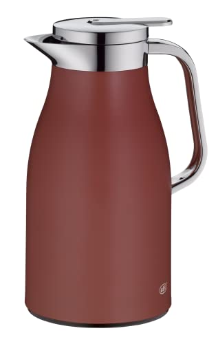 alfi Skyline, Thermoskanne Edelstahl rot 1l mit doppelwandigem alfiDur Vakuum-Hartglaseinsatz. Isolierkanne hält 12 Stunden heiß, ideal als Kaffeekanne oder als Teekanne - 1321.300.100