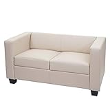 Mendler 2er Sofa Couch Loungesofa Lille - Leder, Creme