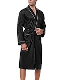 Bresdk Morgenmantel Herren Satin Kimono Robe Lang Leichter Bademantel für Männer