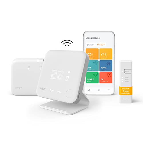 tado° smart home Thermostat (Funk) – Wifi Starter Kit V3+ mit Standfuß – digitale Heizungssteuerung für Boiler – einfache Installation – kompatibel mit Alexa, Siri & Google Assistant