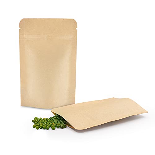 SumDirect 50 Stk Papier Beutel Kraftpapier mit Folie Ausgekleideten,Papiertütchen mit Boden für die verpackung von kaffee,tee lebensmittel (9x14CM)