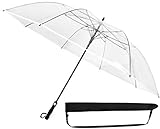 Sternenfunke Regenschirm sehr groß XXXL Ø162 cm transparent, Komfort Druckknopf, mit Tragehülle, Automatik, Perfekt als durchsichtiger Partnerschirm, Hochzeitsschirm oder Golfschirm - Rand weiß