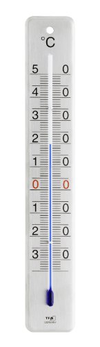 TFA Dostmann Analoges Innen-Außen-Thermometer, Edelstahl gebürstet, L45 x B9 x H280 mm
