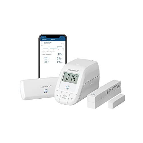 Homematic IP Smart Home Starter Set Raumklima – WLAN, intelligente Heizungssteuerung per App und Amazon Alexa, Thermostat und Fenstersensor, 155694A0