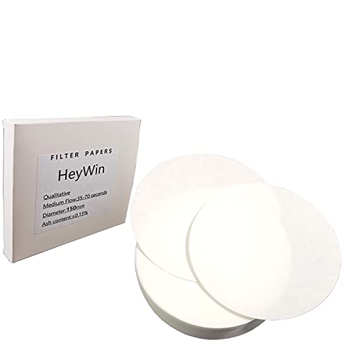 HeyWin Filterpapier Rund Labor, 15 cm, 100 Stück, für Filterpapier, Wissenschaftsexperiment, auch für Ölindustrie-Test