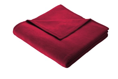 Biederlack Wohn- und Kuscheldecke, 100 % Baumwolle, Samtband-Einfassung, 150 x 200 cm, Rot, Cotton Pure, 239695