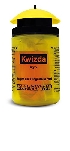 KWIZDA Wespen und Fliegenfalle 400 ml, Gelb - giftfreies Lockmittel, für Garten, Terrasse, Balkon, Stall, etc. - im Außen und Innenbereich anwendbar - Lockradius 5–6m, eine Füllung wirkt 3-4 Wochen