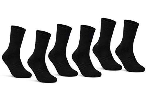 6 | 12 | 24 Paar THERMO Socken Damen & Herren Vollfrottee Wintersocken Schwarz Baumwolle (39-42, 6 Paar | schwarz)
