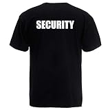 Shirt-Panda Herren T-Shirt · Security · Unisex Brust & Rücken Shirt für Sicherheitsdienst · 100% Baumwolle · hochwertiger Textildruck · Schwarz (Druck Weiß) L