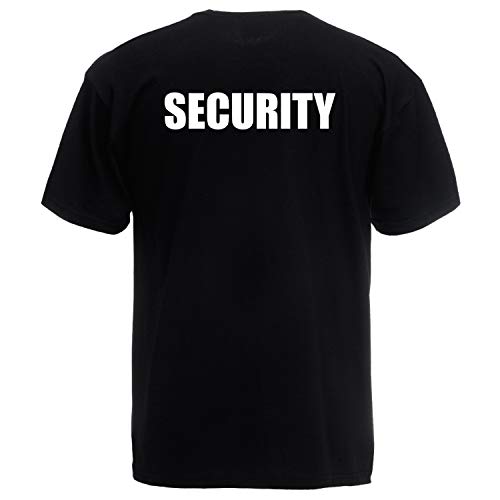 Shirt-Panda Herren T-Shirt · Security · Unisex Brust & Rücken Shirt für Sicherheitsdienst · 100% Baumwolle · hochwertiger Textildruck · Schwarz (Druck Weiß) L