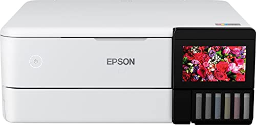 Epson EcoTank ET-8500 3-in-1 Tinten-Multifunktionsgerät (Kopie, Scan, Druck, A4, 5 Farben, Fotodruck, Duplex, WiFi, Ethernet, Display , USB 2.0), Tintentank, weiss
