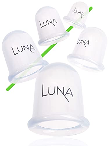 LUNA FitLines - 5er Set Premium Schröpfgläser in verschiedenen Größen hochwertige Saugglocken aus Silikon - inklusive Anwendungsbuch - Endlich Schluss mit Verspannungen - Anti Cellulite Schröpfen