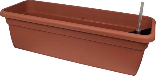 MePla - Balkonkasten XXL mit Wasserspeicher 100 cm Terracotta, wetterfestes Pflanzkasten aus UV-beständigem Kunststoff