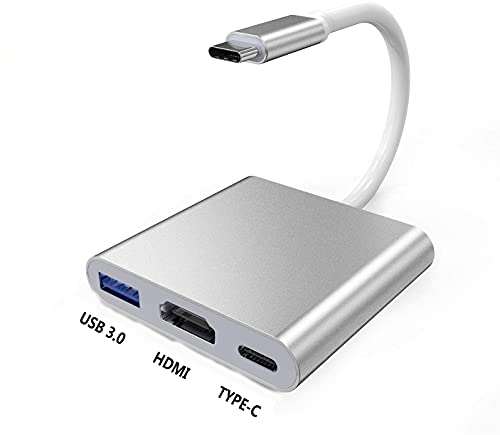 USB C auf HDMI Adapter 4K, 3 in 1 Multiport HDMI 4K/ USB 3.0 /Typ C PD Ladeanschluss USB C Hub Kompatibel, Unterstützt Ultra-HD für Mac Book/ Chrome Book und mehr