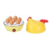 Elektrischer Eierkocher, Schneller Eierkocher mit Automatischer Abschaltung für Hart Gekochte Eier, Pochierte Eier, Rührei, Omeletts(Gelb)