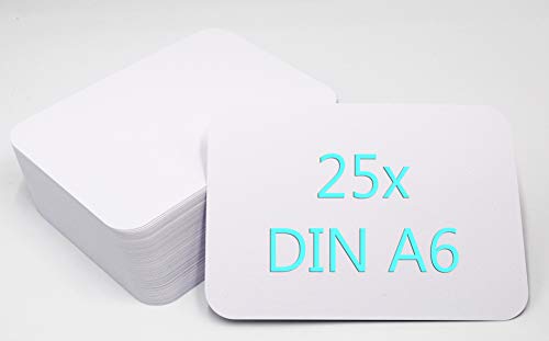 25er Pack DIN A6 Postkarten Karteikarten Set Blanko zum Selbstgestalten mit runden Ecken