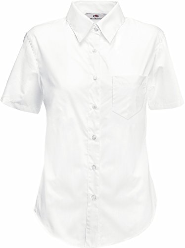 Fruit of the Loom Damen Popelin Shirt Lady-Fit Hemd, Weiß (White 000), Medium