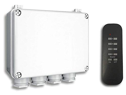 Smartwares 2er-Set SmartHome Funk-Dreifachschalter für Geräte bis 400 W mit Fernbedienung 4-Kanal für den Außenbereich, IP55, 1 Stück, SH5-SET-OB
