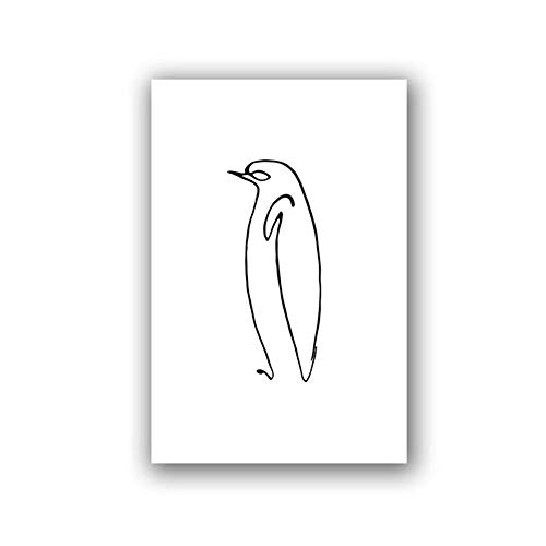 Pablo Picasso Pinguin Leinwand Malerei Tier Linie Zeichnung Kunst Poster Drucke Schwarz Weiß Wandkunst Bilder Für Wohnzimmer Minimalist Home Decor Rahmenlos WBR-371-WKAQM
